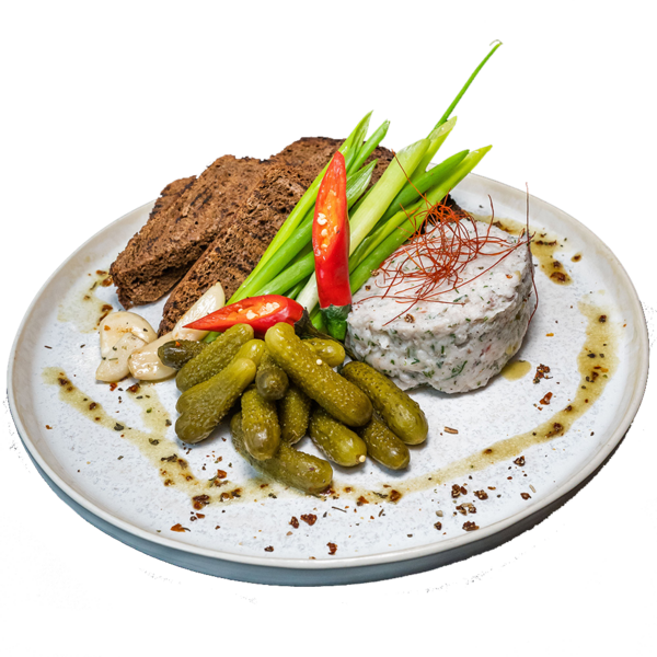 NEW! Закуска з крученого сала з корнішонами та бородинським хлібом